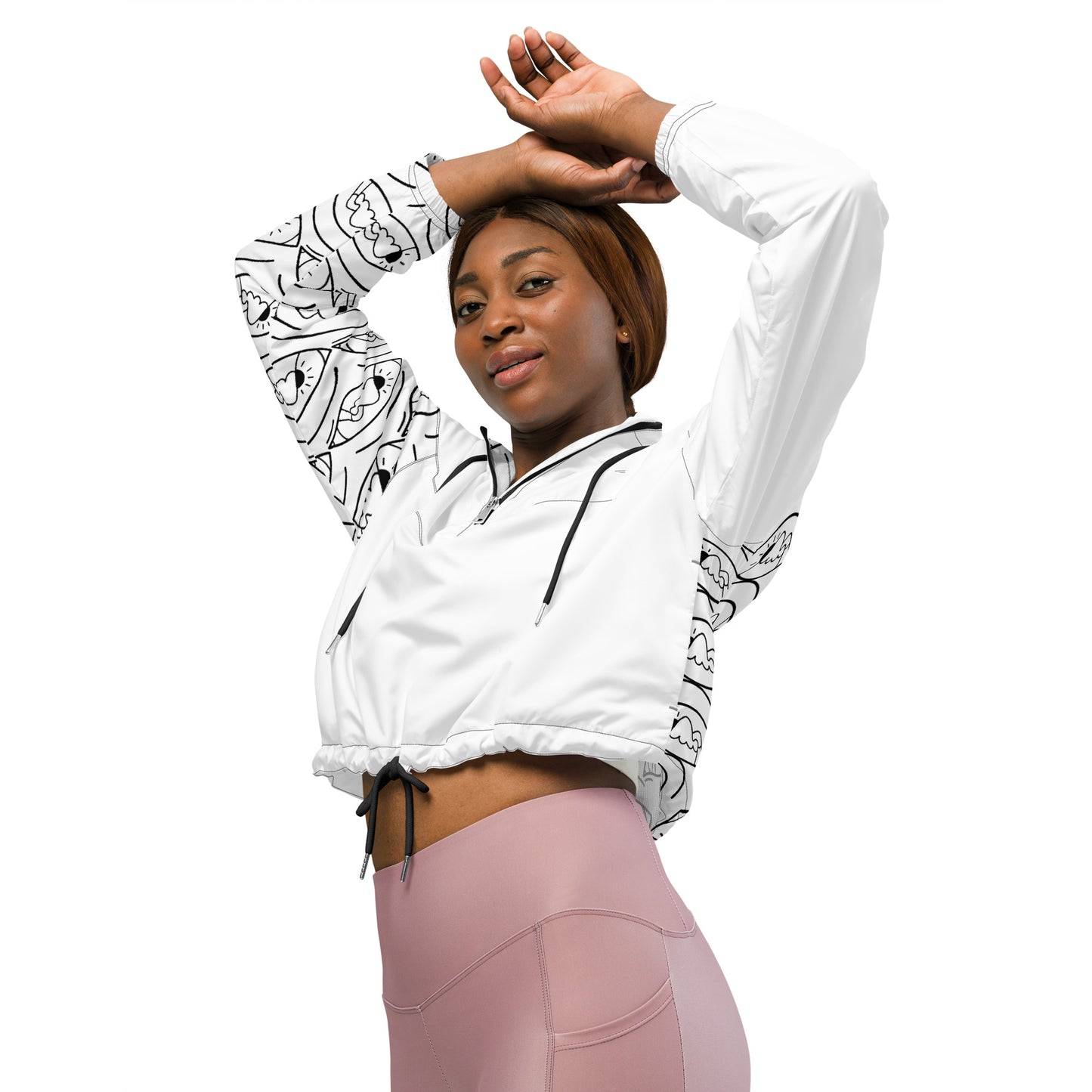 Never Stop  Women’s cropped windbreaker - Black & White