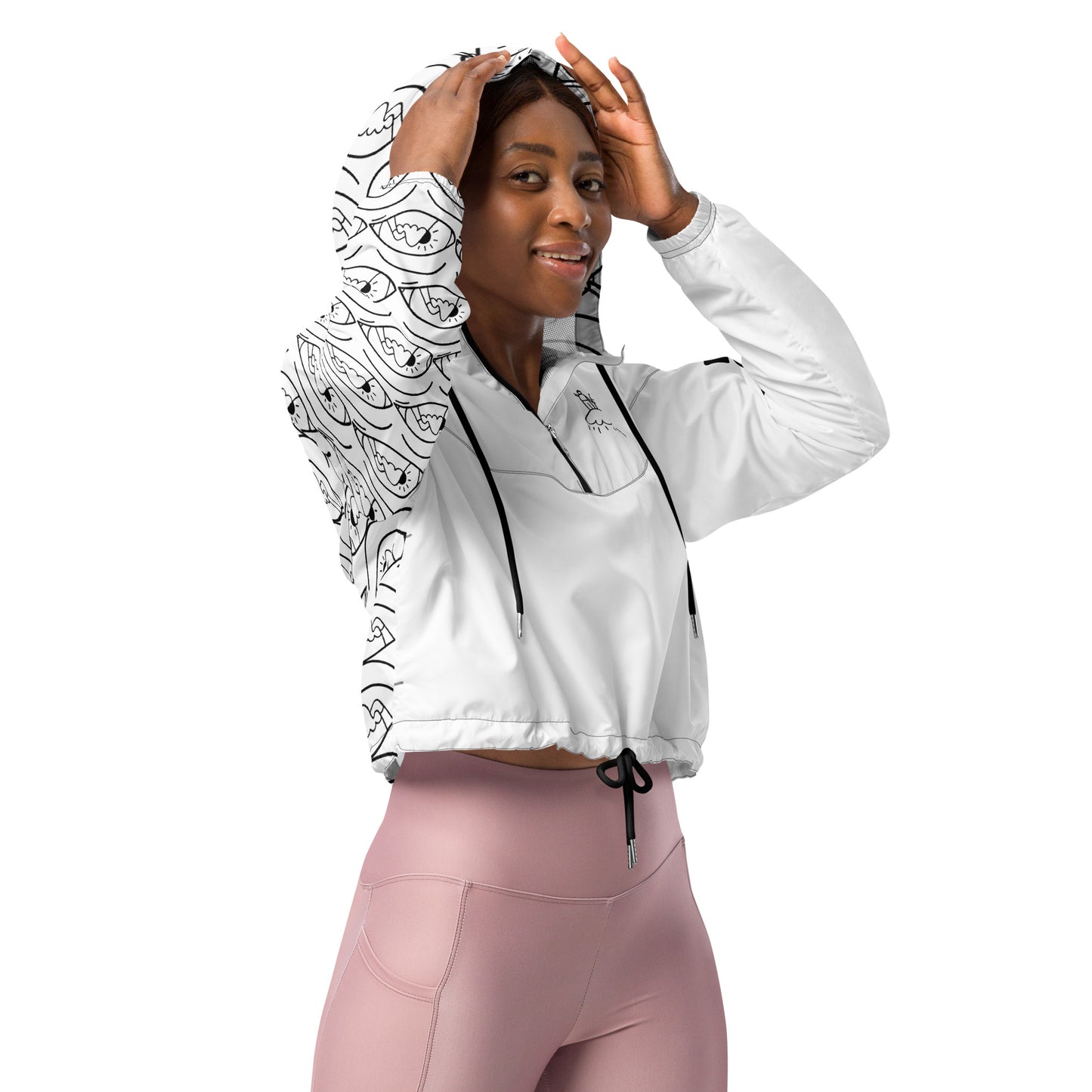 Never Stop  Women’s cropped windbreaker - Black & White